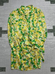 Zara Dress Womens Large Yellow Green Floral Wrap Blouson