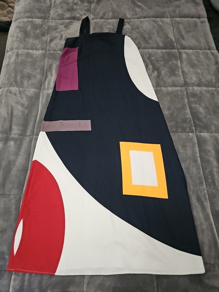 Agnes B Paris Artist&rsquo;s Serie Bertrand Loube Geometric Colorblock Maxi Dress SZ L