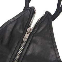 Sexy Black Wet Look Faux Leather Double Strap Zipper Mini Dress Plus Size 12 -22