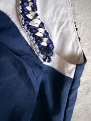 Chanel Authentic Runway White Navy Blue Silk Cotton Dress Size FR 38 US 6