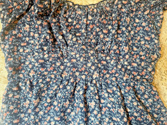 Altar&rsquo;d State Navy Floral Mini Flowy Sheer Empire WaistDress Boho Cottage chic L
