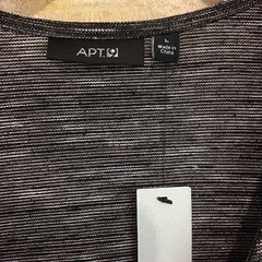 Apt. 9 Faux Wrap Dress L Black Grey White Knit Cap Sleeves NWT