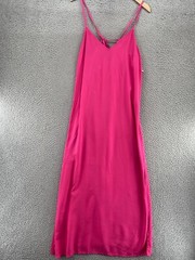 Old Navy Dress Womens Small Pink Slip Side Slits Midi Tank Straps Tie Back NWT