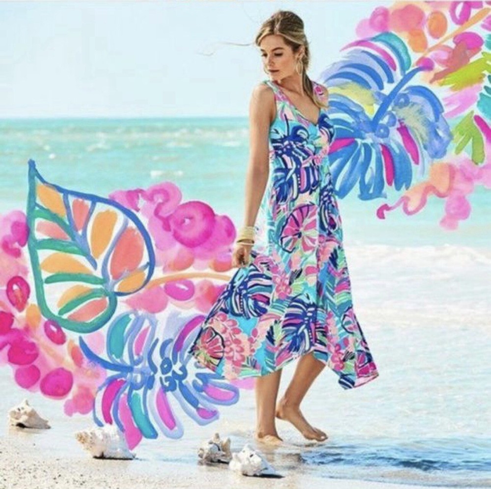 Lilly Pulitzer Sloane Exotic Garden Asymmetrical Midi Dress Size XXS Summer
