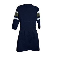 Navy Blue Script GRACE Embellished Knit Sweater Dress 34.5 Length Size L