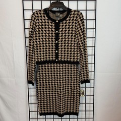 Taylor Houndsooth 2-piece Dress Suit Womens Small Tan Preppy Schoolgirl NWT