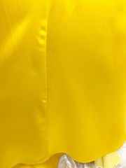 IEENA MAC DUGGAL 26264i Canary Yellow Satin V-Neck Ruched Maxi Gown w/ Train 8 M