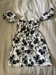 Anthropologie Off the Shoulder Floral Black and White Embroidered Dress