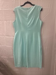 London Style Woman Size Large Mid Length Teal Green Dress Zip Back W Lace #15