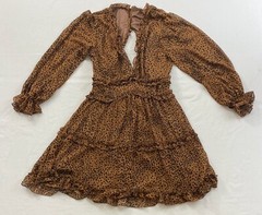 women&rsquo;s deep v neck ruffle animal print mini dress size small cutout back