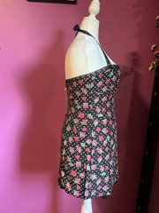 For Love & Lemons Betty Bud Mini Dress NWT Black Rose Polka Dot Halter Size XL