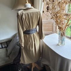 Masscob gold lichen raw silk Dress Size Medium NWOT