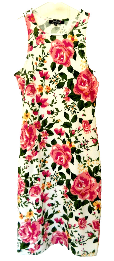 ABSOLUTELY! Comfy Stretchy Soft Crepe Floral Sleeveless Dress-M