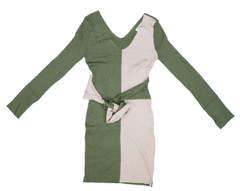 Love Always by FCT Green & Tan Long Sleeve Bodycon Sweater Dress Juniors L