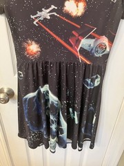 Star Wars Star Fighters Skater Dress Cap Sleeve Black M Mighty Fine Rare Space
