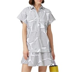 Hunter Bell Printed Addison Dress medium cotton blend black white textured
