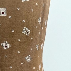 Vintage Ka-Wa Brown & White Geometric Sleeveless Button Down Swing Dress M