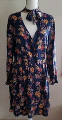 Xhilaration Brand ~ Women&rsquo;s Size XS ~ Blue Floral Dress ~ Peacoat ~ 100% Rayon