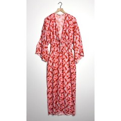 BORGO DE NOR Elsa Tie Front Maxi Dress Floral Print Pink Red size UK 12 US 6-8