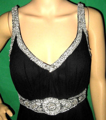 NEW 10 dress SILK black CHIFFON rhinestone BASIX sequin ballroom bling