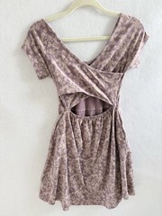 Pact Organic Womens Open Back Cotton Mini Dress S Purple Floral Sustainable
