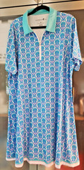 Caribbean Joe Plus 2x Tropical Dress pull on Breeze Tech Short sleve Shirtdress