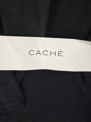 Cache Elegant Black Rhinestone Gown with Nude Mesh Top Side Zipper Size 12