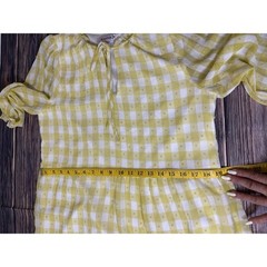 Nanette Lepore Chiffon Midi Dress Womens Sz 12 Yellow White Gingham Cottagecore