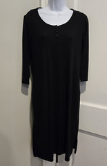 MUK LUKS Black Knit Dress 3/4 Sleeve Midi Soft with Pockets Side Slits Size XS
