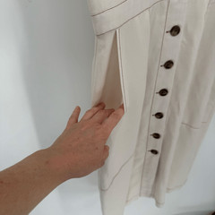 Dolan Tencel Linen Button Front Midi Dress Short Sleeve Ivory Wonen Size Large