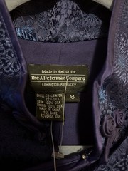 J. Peterman Blue Long Mandarin Qipao Chinese Dress Oriental Silk Blend Size 8 M