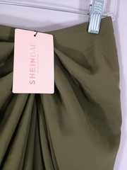 Shein Bae NEW Medium Dress Olive Green Ruched Cinch Side Elegant FAST Shipping