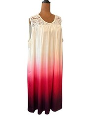 Hombre White Red Purple Short Dress Sz 2X-3X Lace Shoulders NEW A-Line Sundress