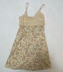 Love Fire Women&rsquo;s Floral Print Mini Dress with Crochet Bodice