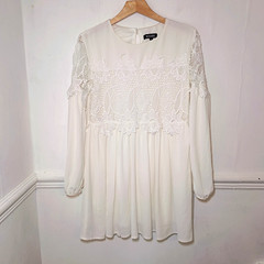 Missguided Womens Dress White Size UK 8 Lace Applique Fairycore Coquette Whimsy