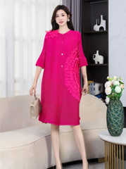24 Wrinkled Three-dimensional Floating Flower Dress Western-style Cardigan Skirt