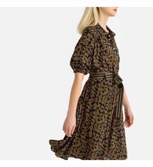 La Redoute Leopard Buttoned Down Shirt Dress Size 10 Belted Fitted RRP £65