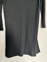 ICHI Black Ribbed Side Split Midi Dress – One Size