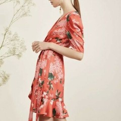 Keepsake The Label Size M This Moment Wrap Dress Ruffle Floral Cocktail