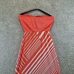 Bailey Girl Maxi Dress Womens M Orange White Geometric Striped Strapless Boho