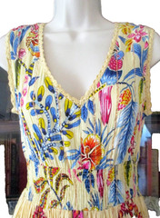 NWT ME 2 MAGIC Yellow Tropical Parrots Gold Stripe Bohemian Maxi Dress sz S M L
