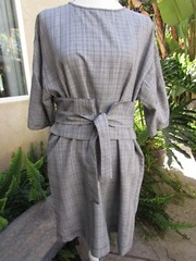 Zara Basic Collection Short Dolman Sleeve Mini Dress Gray Glen Plaid Belted Sz M