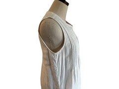 Quince Ivory Guaze Sleeveless Dress Women Sz S 100% Organic Cotton Pintuck Lined
