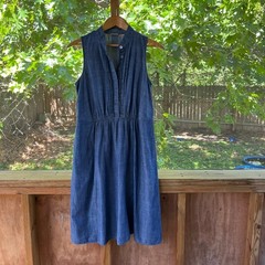 Eshakti Custom Women&rsquo;s Blue Chambray Midi Dress Size M/L