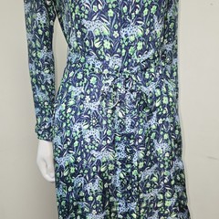 J Crew Shirtdress Dress Size 2 Floral Fauna Leopard Midi Belted Button Down L/S