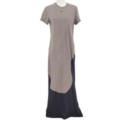 Nike Maxi Dress Large Taupe Gray Colorblock Swoosh Sporty Streetwear Athleisure