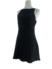 Free People Iyla Smocked Mini Dress In black comfort boho flattering sz lg