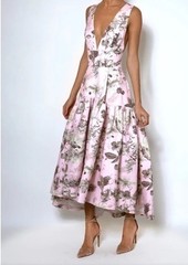 Alice + Olivia Lila Structured Midi Dress In Meadow Pink Floral Sz 6 NWT $895