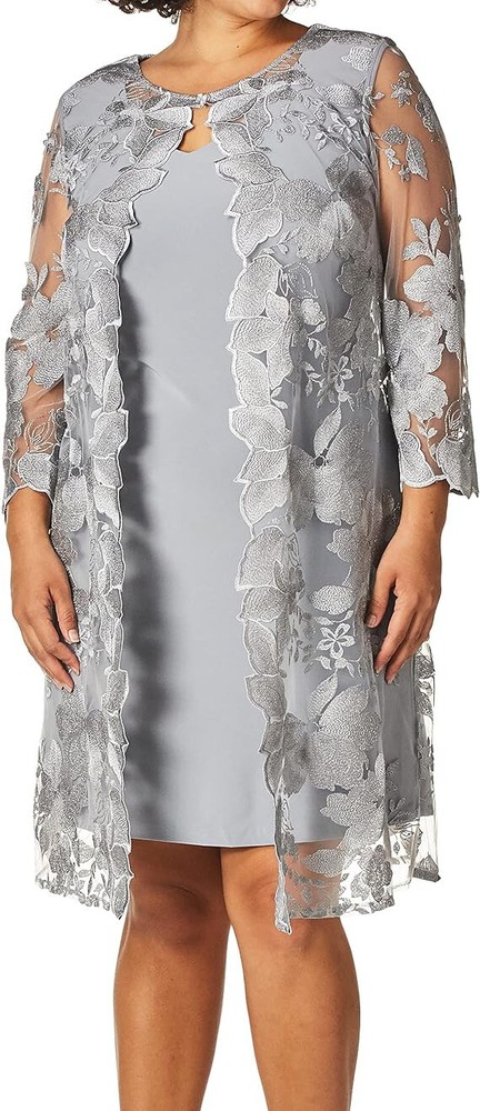 Alex Evenings Women&rsquo;s Midi Scoop Neck Shift Dress with Jacket (1 piece), size 14
