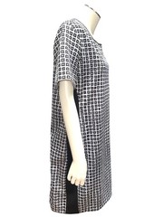 Reed Size Large Black White Geometric Print Dress Short Sleeve City Modern Style